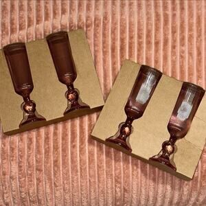 NEW Set of 4 Pink Heart Glass Champagne Flutes